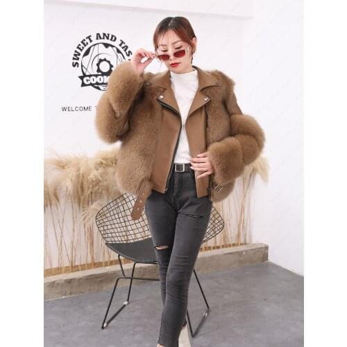 2021 nova motocicleta terno casaco de pele das mulheres toda a raposa cabelo curto jovem e fina net vermelho moda na moda outono