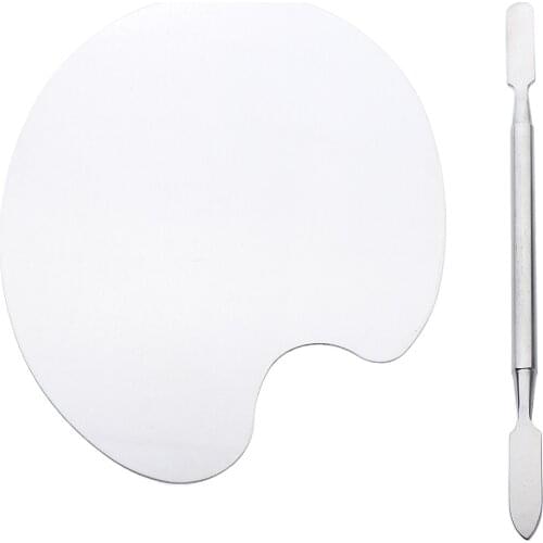 2x Stainless Steel Palette Art Gel Polish Cosmetic Make Up Foundation