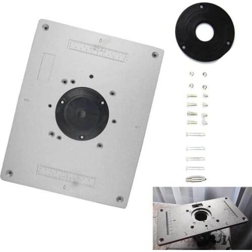 300mm x 235mm x 9.5mm DIY Aluminum Alloy Router Table Insert Plate with Rings Screws for Woodworking
