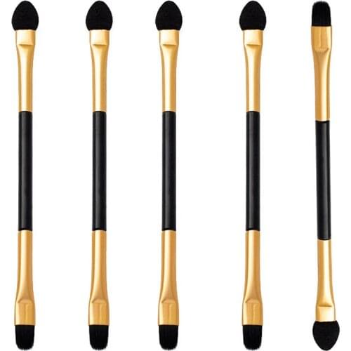 5pcs Sumudger Eyeshadow Makeup Brushes Set Double Headed Eye Shadow Make Up Brush Black Cosmetic Beauty Portable Brush Tool Kit