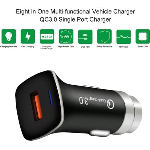 QC3.0 Quick Charging USB Auto Car Charger Power Adapter Metal Safety Hammer Cable Socket Car Cigarettes Lighter Interface