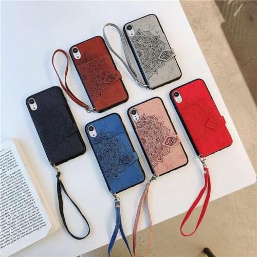Wallet Case For iPhone 11 Pro Max 11pro XR X XS Max Phone Shell Magnetic Back Case For iPhone 8 7 6 6s Plus 6splus Cover Lanyard