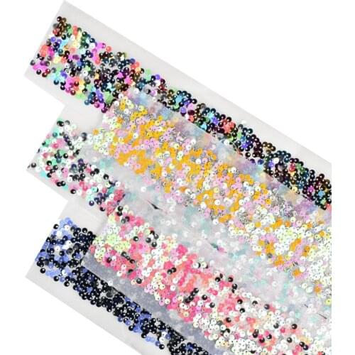 HSDRibbon 3inch 75mm Colorful Net Sequin Fabric Glitter Sequin Ribbon 16Yards/Roll