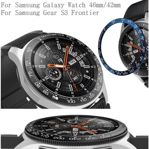 Galaxy Watch Bezel Ring For Samsung Galaxy Watch 46mm/42mm Gear S3 Metal Stainless Steel Bezel Ring Adhesive Cover For Gear S3