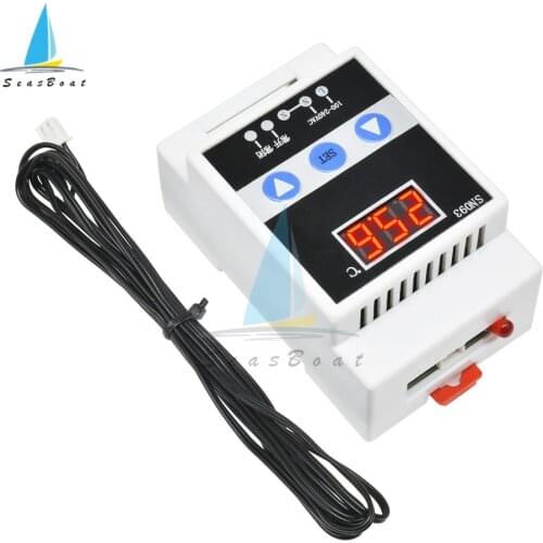 AC 90-250V Guide Rail Temperature Controller LED Digital Thermostat Thermoregulator Cooling Heating Thermoregulator AC 110V 220V