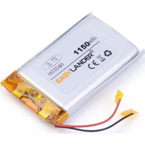 Best battery brand Supply polymer lithium battery 903046 3.7V 1150mM For GPS DVR toys mp3 MP4 MP5 Speaker E-book