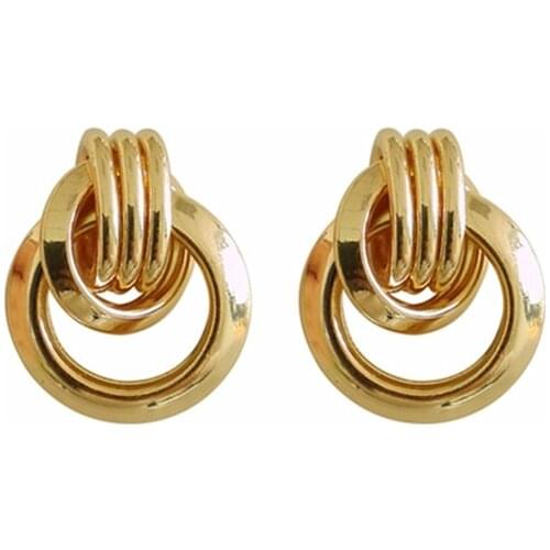 Fashion and contracted and pure and fresh female metal knot geometric design tide female students stud earrings exquisite jewel