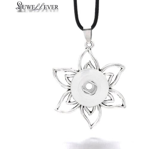 Fashion Interchangeable Flower Ginger Necklace 303 Fit 12mm 18mm Snap Button Pendant Necklace Charm Jewelry For Women Gift
