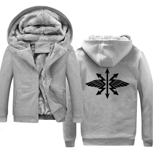 Hot 2019 Autumn And Winter Brand Signal Corps Mens Printing Thicken Fleece Zipper Hoodies Sweatshirts Coat Jacket