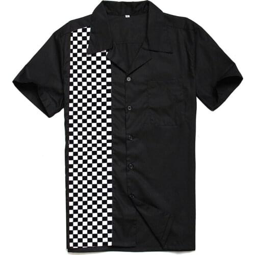 Blouse Men Dress with Checkered Shirt Short Sleeve Mens Designer Mosaic Shirts Button-Down Dress Big Size Camiseta Retro Hombre