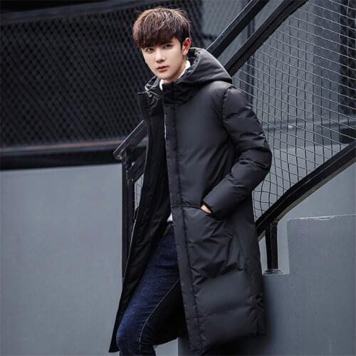 2020 Winter New Mens Down Jacket Ultralight Duck Down Warm Coat Black Long Thick Hooded Jacket Male Windproof Overcoat Parka