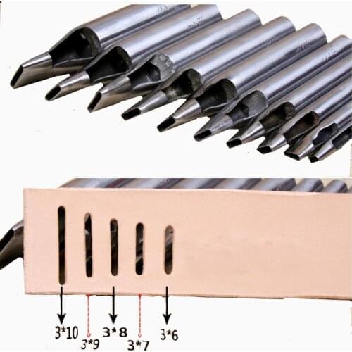 5pcs 3mm*6/7/8/9/10mm DIY Drilling Bit Leather Craft Puncher Flat Hole Punch Maker Cutter Chisel Tool Set