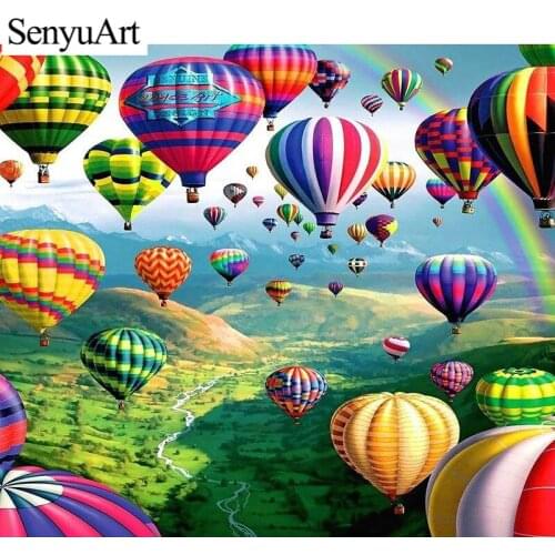 Embroidery Mosaic Cross-stitch Arts Kits Paint with Diamonds By Numbers Cuadros Hot Air Balloons Diamante Rhinestones Decoration