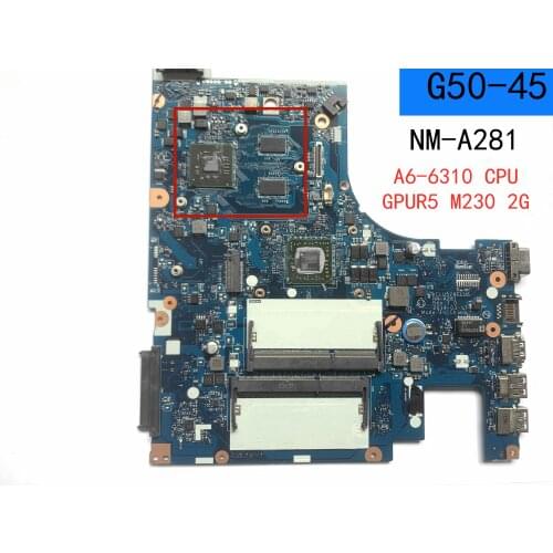 NM-A281 Motherboard For Lenovo G50-45 Laptop Motherboard ACLU5/ACLU6 NM-A281CPU A6-6310 GPU R5 M230 2G 100% Test Work