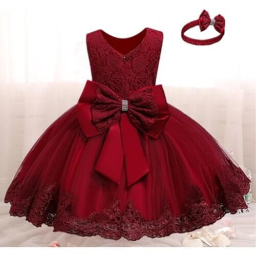 Baby Girls New Year Costume Toddler Kids Wedding and Birthday Party Lace Princess Dress 2 3 4 5 Years Children Christmas Clothes