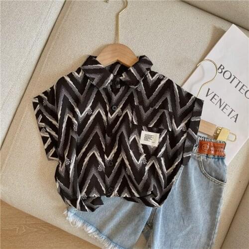 Kids Clothing Summer Baby Boys Striped Korean Short Sleeve Shirts 2-8 Y Childrens Casual Loose Lapel Tops Toddler Boy Clothes