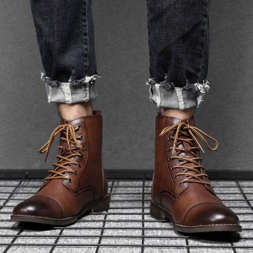 Autumn Winter 2021 Men PU Leather Fashion Lace Up Martin Boots Gentleman Style Leisure Hot Selling Comfortable Men Boots985