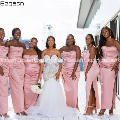 Bridesmaid Dresses 2021 Strapless Sleeveless Mermaid High Quality Satin Bridemaid Dress Wedding Party Maid of Honor Gown