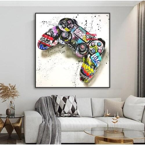 Gamepad Poster Street Graffiti Art Canvas Painting Love Gesture Animal Abstract Wall Art Pictures Prints Modern Home Decor Mural