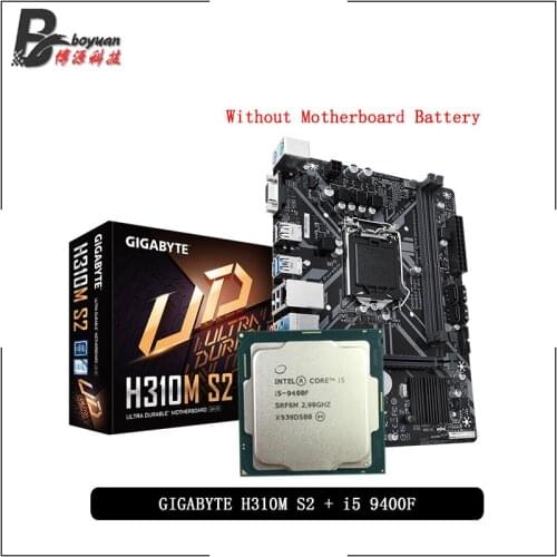 Intel Core i5 9400F CPU + Gigabyte GA H310M S2 (rev. 1.1) Motherboard Suit LGA 1151 CPU + Motherbaord Suit Without cooler