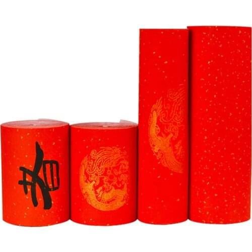 Painting Xuan Paper Rice Papers for Couplet Calligraphy Papers with Dragon Red Gold Foil Half-Ripe Xuan Papers Rijstpapier