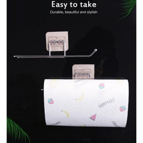 Self-adhesive Towel Holder Rack Kitchen Under Cabinet Towel Cup Paper Hanger Rack Organizer Bathroom Towel Bar Shelf Roll Holder