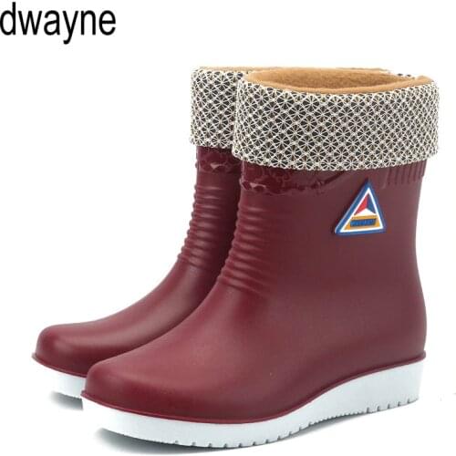 New Rubber Shoes Fashion Rain Boots Girls Ladies Walking Waterproof PVC Womens Boots Winter Woman s Rainboots 2019