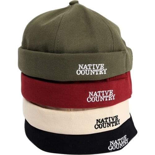 Women Men Casual Beanies Hat Embroidery Letter Cotton Melon Caps Without Brim Solid Beanie Cap For Male Female