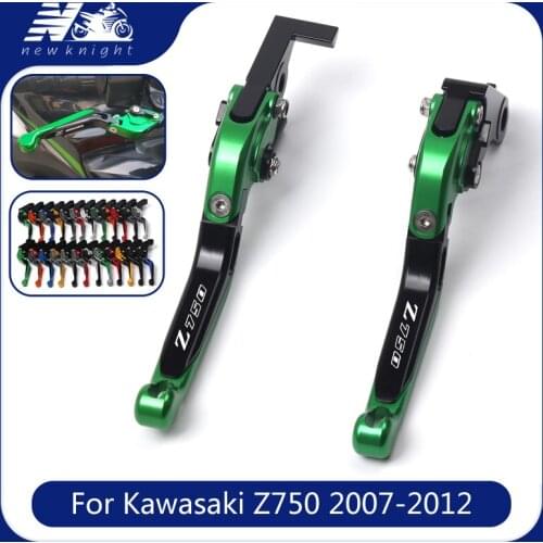 For Kawasaki Z750 Z 750 2007-2012 Motorcycle CNC Accessories Folding Extendable Brake Clutch Levers 20 colors Laser logo(Z750)