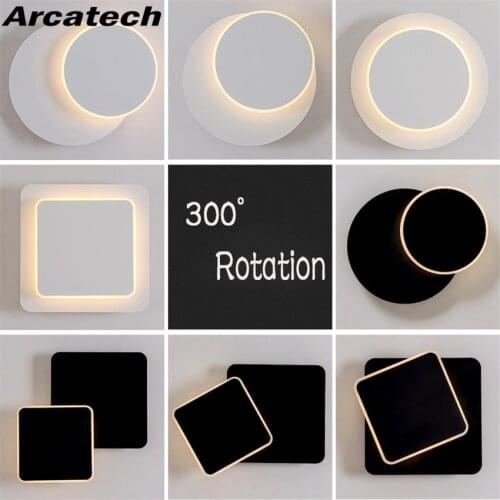 LED Indoor Wall Lamp 360 Degree Rotatable Lamp Sconce/Round Plug in Wall Spot for Stairs Living Room Bedroom Wall Light NR-227