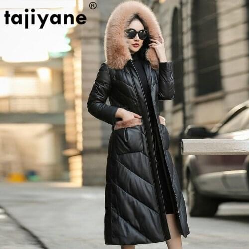 Coat Winter Autumn Women Clothes 2021 Real Genuine Leather Jacket Korean Vintage Fox Fur Collar Sheepskin Down Coat Tops ZT4990