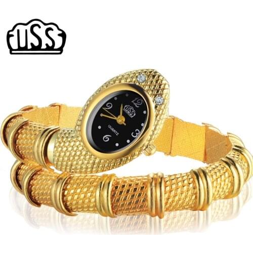 CUSSI Watches Fashion Snake Bangle Watch Women Stainless Steel Quartz Wristwatches Luxury Women Dress Watches Relogio Feminino