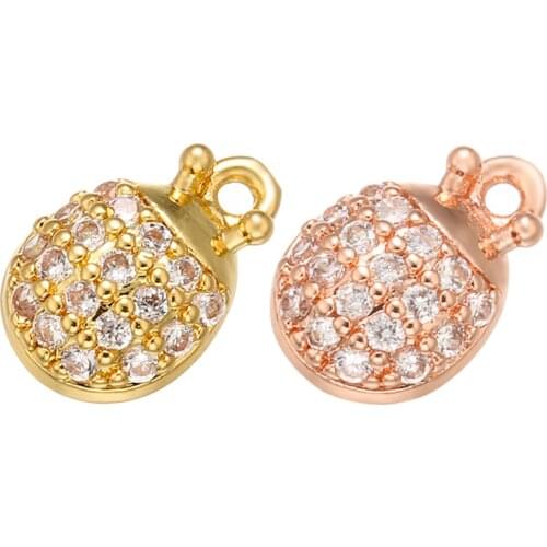 ZHUKOU 7x10mm Brass Animal Insect Crystal Pendant for Women Necklace Earrings Jewelry Accessories making findings Model: VD555