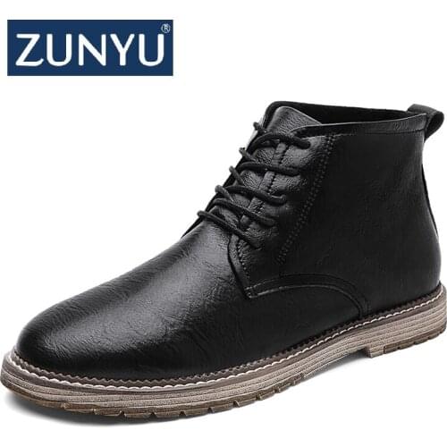 ZUNYU New Autumn Men Boots Winter High Tops Man Casual Ankle Boot Comfortable Fashion Mens Shoes Work Plus Size 38-47