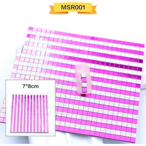 1Pc 7x8cm Holographic Strip Nail Art Stickers 3D Self-Adhesive 2 Colors Square Shaped Decals Designer Nail Foil Manicure Sticker