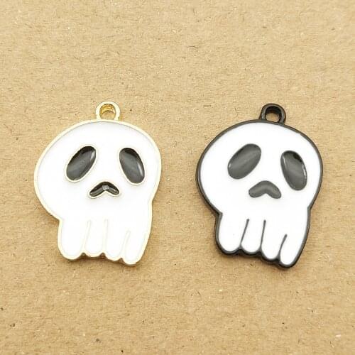 10pcs 14x18mm enamel halloween skull charm for jewelry making crafting earring pendant bracelet charm necklace charms