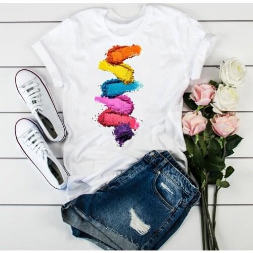 3D printed color graphic T-shirt 90s Harajuku T-shirt top Tumblr T-shirt womens print T-shirt clothing female