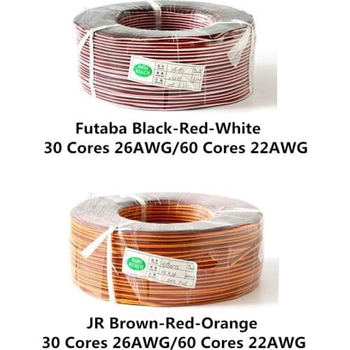 5 Meters 30 cores 26awg 60 cores 22awg servo extension cable lead servo extended wire for JR Futaba RC model accessories