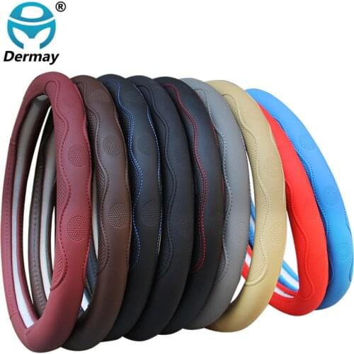 9 Colors Car Steering Wheel Cover PU Leather Universal Volant Braid On Steering Wheel Non-slip Funda Volante Auto Car Styling