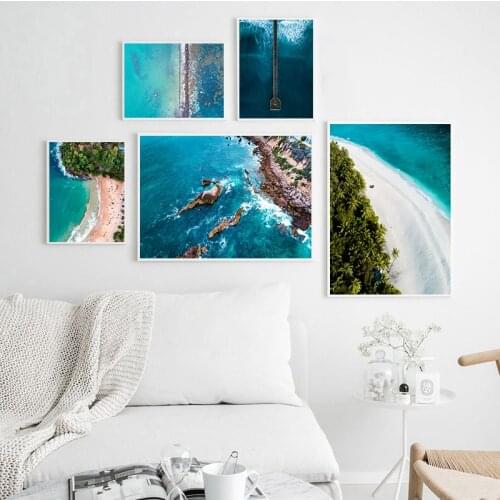 Bay Beach Overlooking the Scenery Picture Scandinavian Nordic Decoration Print Landscape Wall Art Canvas Painting