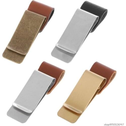Free Shipping Handmade Leather Stainless Steel Pen Holder Clip Journal Notebook Paper Folder ju9 21 Wholesales