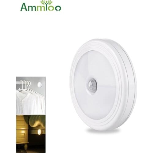 AmmToo Magnetic Wireless Motion Sensor LED Night light Wall Lamp Battery Power Under Cabinet Closet Stair Lighting Smart On/Off