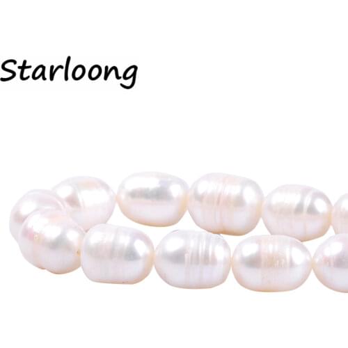 1pack/lot 9-10mm A quality Screw thread rice beads Natural freshwater Pearl Loose Beads DIY for Jewelry bracelet necklace