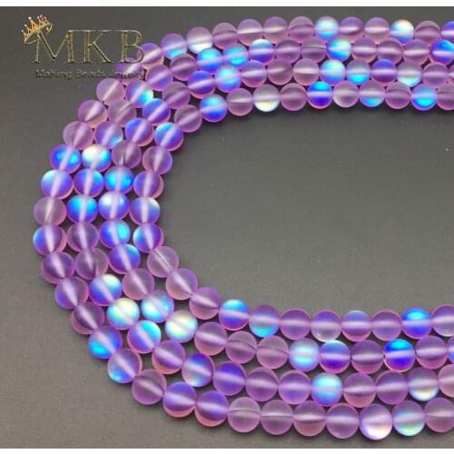 A+ Matte Purple Austria Crystal Round Beads For Jewelry Making 6 8 10 12mm Glitter MoonStone Beads Diy Bracelet Wholesale