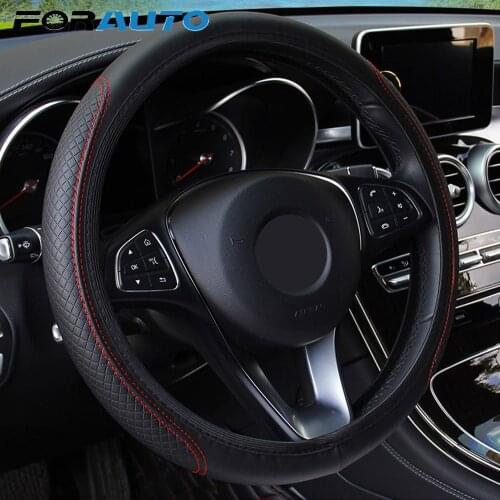 Car Steering Wheel Cover PU Microfiber Anti-Slip Auto Steering- wheel Cover Embossing Leather Interior Accessories Universal