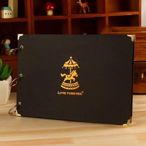 Black large ring binder photo album /wedding guest book /handemade vintage photo album