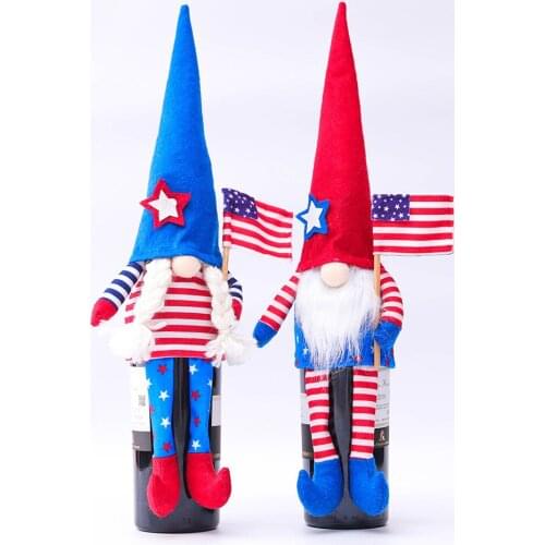 Independence Day Decorative Wine Bottle Cover Champagne Storage Bag Home Decorations Long Legs Doll Party Festival Decor