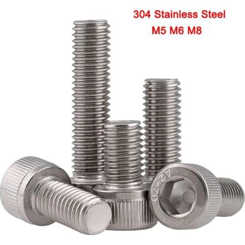 DIN912 304 Stainless Steel Cylindrical Head Bolts Hexagon Socket Head Cap Screws Hex Socket Screw M5 M6 M8 Length 5-150mm