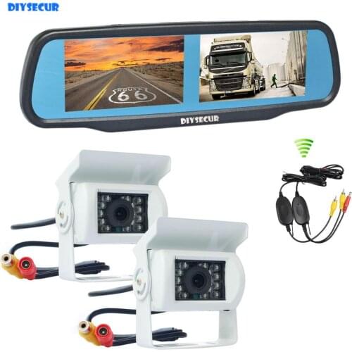 DIYSECUR Wireless 4.3" Rearview Car Mirror Monitor + Night Visioin CCD Waterproof Rear View Reverse Backup Car Truck Bus Camera