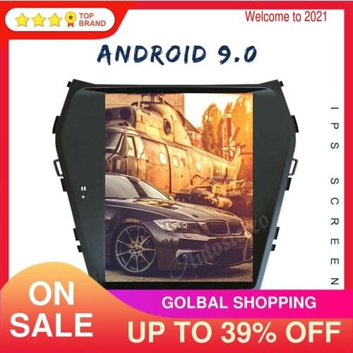 For Hyundai IX45 For Hyundai Santa Fe 2013 - 2019 Android 9.0 Tesla Style Multimedia Player Auto Radio Stereo Head Unit Tape AMP